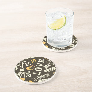 Dessous De Verre En Grès Motif tiré par la main d'amour
