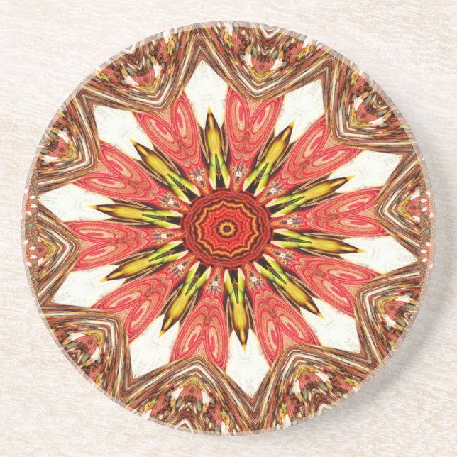 Dessous De Verre En Grès Motif traditionnel d'Asie africaine (Devant)