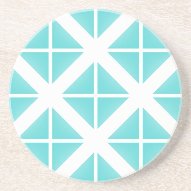 Dessous De Verre En Grès Motif Triangle tendance Turquoise (Devant)