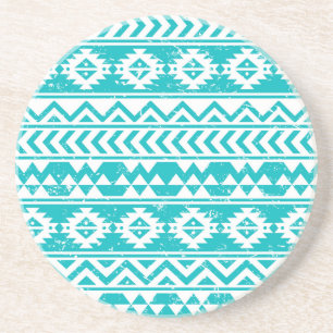 Dessous De Verre En Grès Motif tribal Turquoise Grunge Aztec