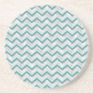 Dessous De Verre En Grès Motif turquoise et Crystal Zigzag