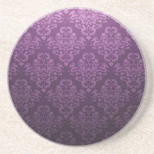 Dessous De Verre En Grès Motif victorien pourpre de fantaisie de damassé