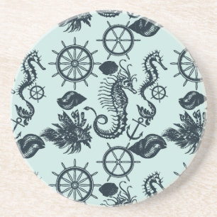 Dessous De Verre En Grès Motif vintage d'animal de mer