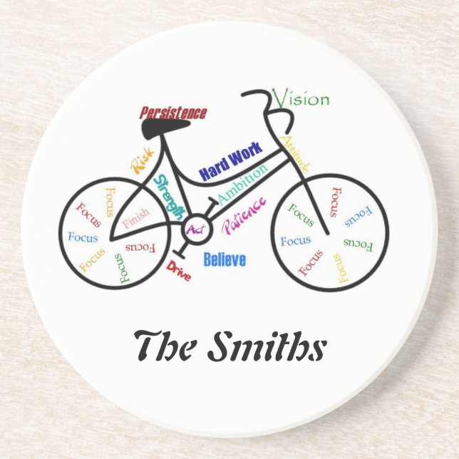 Dessous De Verre En Grès Motivation personnalisée vélo, vélo, sport (Devant)