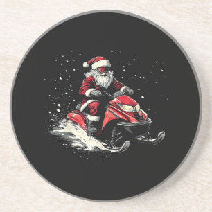 Dessous De Verre En Grès Motoneige de Père Noël Motor Sled Noël drôle
