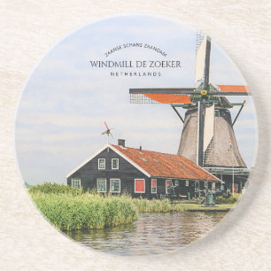 Dessous De Verre En Grès Moulin à vent de Zaanse Schans Aquarelle Patrimoin