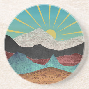 Dessous De Verre En Grès Mountain Fantasy Sunrise