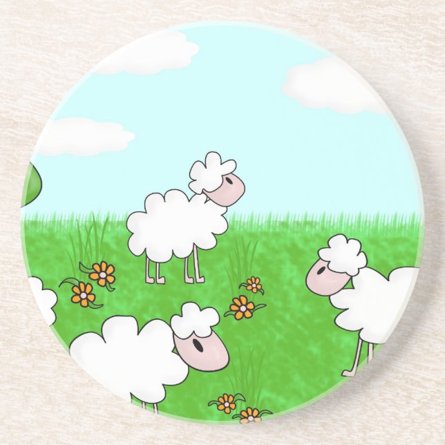 Dessous De Verre En Grès Moutons (Devant)
