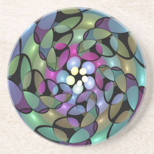 Dessous De Verre En Grès Mouvements colorés Abstrait Trippy Fractal Art