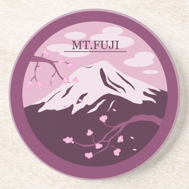 Dessous De Verre En Grès Mt. Fuji (rose) (Devant)