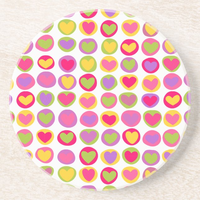 Dessous De Verre En Grès Multicolor mignon et amusant Coeurs de la Saint Va (Devant)