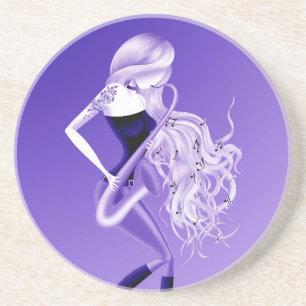 Dessous De Verre En Grès Musicienne Saxophoniste Lady 
