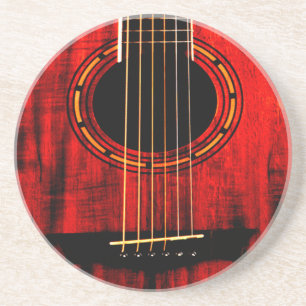Dessous De Verre En Grès Musique en bois de guitare acoustique