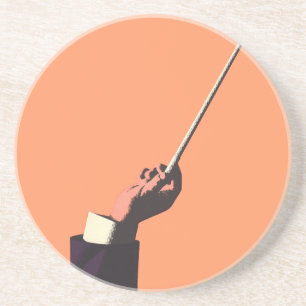 Dessous De Verre En Grès Musique Vintage, Main du Chef d'Orchestre Tenant u