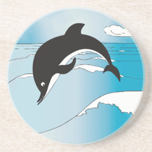 Dessous De Verre En Grès Nager Avec Les Dauphins