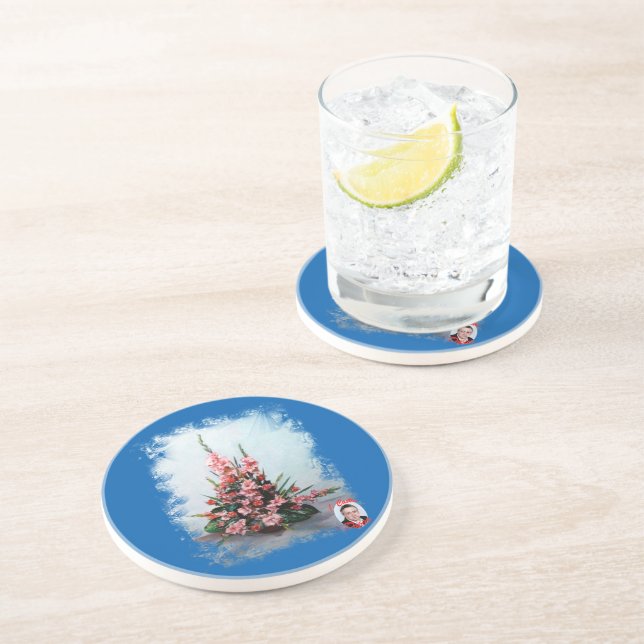 Dessous De Verre En Grès Nature morte de fleurs (Côté)