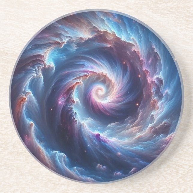 Dessous De Verre En Grès Nébuleuse spatiale Nautilus  (Devant)
