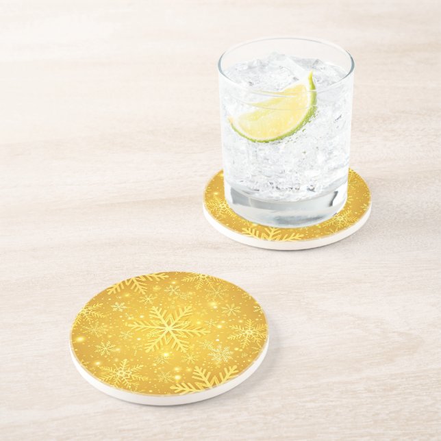 Dessous De Verre En Grès Neige dorée (Côté)