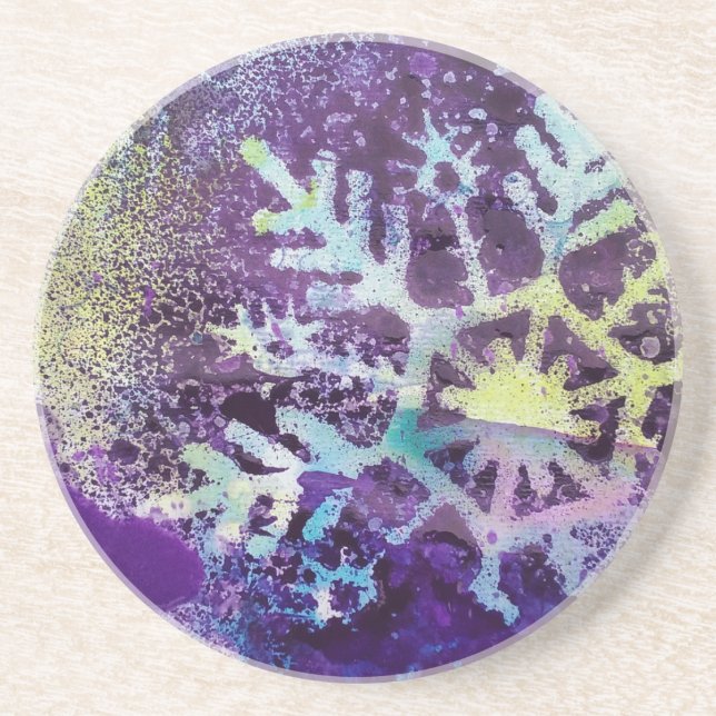 Dessous De Verre En Grès Neige pourpre (Devant)