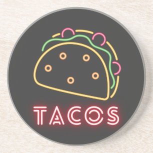 Dessous De Verre En Grès Neon Tacos Symbol 
