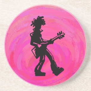 Dessous De Verre En Grès New York Boogie Nights Guitare Hot Pink