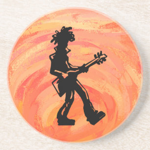 Dessous De Verre En Grès New York Boogie Nights Guitare Orange