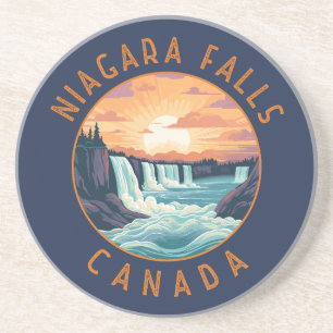 Dessous De Verre En Grès Niagara Falls Canada Cercle en détresse rétro