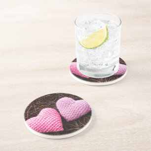 Dessous De Verre En Grès Nid avec des coeurs