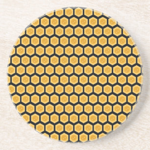 Dessous De Verre En Grès Nid d'abeille sur fond noir