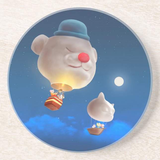Dessous De Verre En Grès Night Sky Balloon Adventure (Devant)