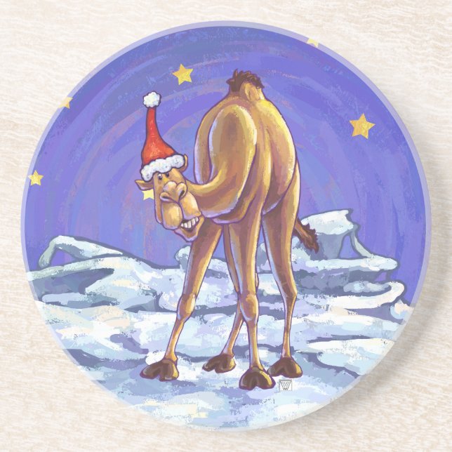 Dessous De Verre En Grès Noël aux chameaux (Devant)