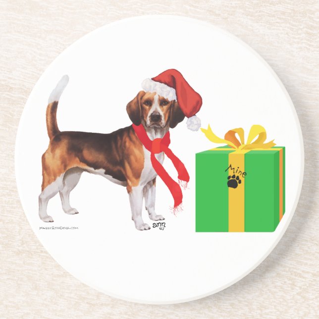 Dessous De Verre En Grès Noël Beagle (Devant)