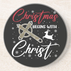 Dessous De Verre En Grès Noël commence avec le Christ Xmas chrétien