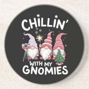 Dessous De Verre En Grès Noël de la famille Gnome, détente avec mes Gnomes