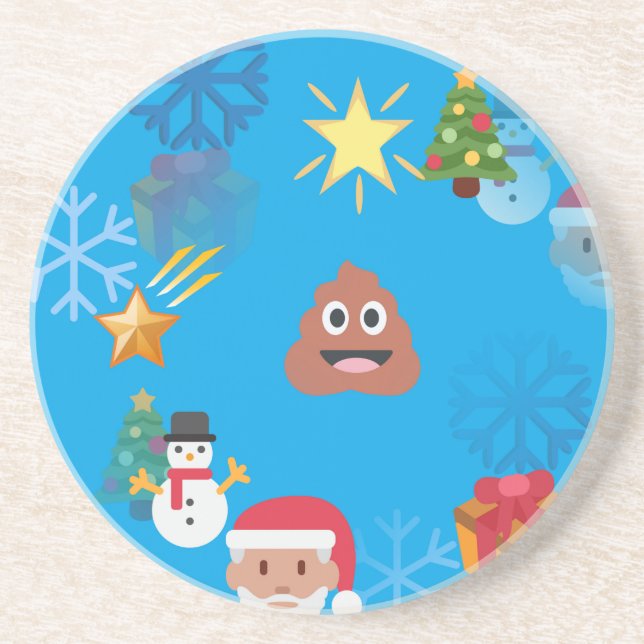 Dessous De Verre En Grès noël de poop émoji (Devant)