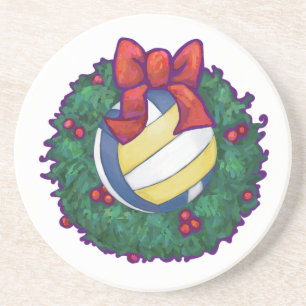 Dessous De Verre En Grès Noël de volley-ball
