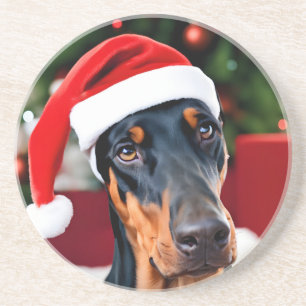 Dessous De Verre En Grès Noël Doberman