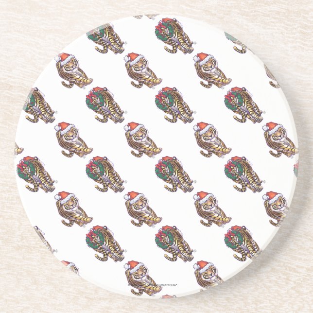 Dessous De Verre En Grès Noël du tigre (Devant)