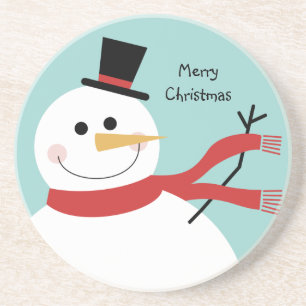 Dessous De Verre En Grès Noël gai de bonhomme de neige