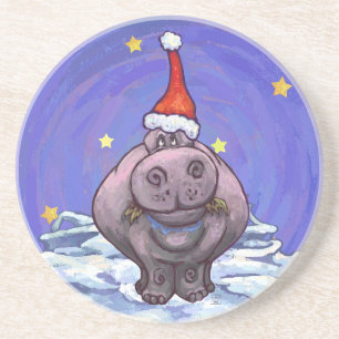Dessous De Verre En Grès Noël Hippopotame