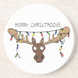 Dessous De Verre En Grès Noël Moose mignonne drôle animal de vacances