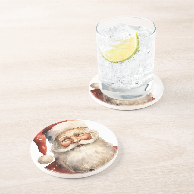 Dessous De Verre En Grès Noël rétro du Père Noël (Côté)