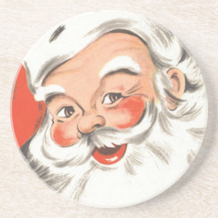 Dessous De Verre En Grès Noël vintage, joyeux Père Noël avec sourire