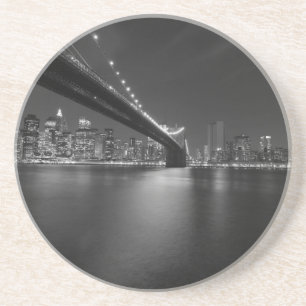 Dessous De Verre En Grès Noir blanc New York City Skyline