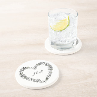 Dessous de verre en grès noir et blanc coeur