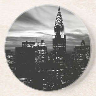 Dessous De Verre En Grès Noir et blanc New York City Midtown