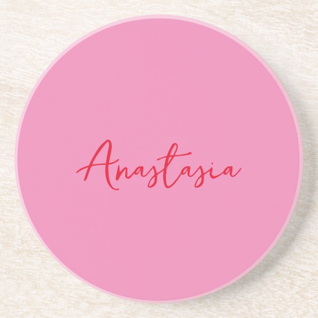 Dessous De Verre En Grès Nom de calligraphie professionnelle rose personnal (Devant)