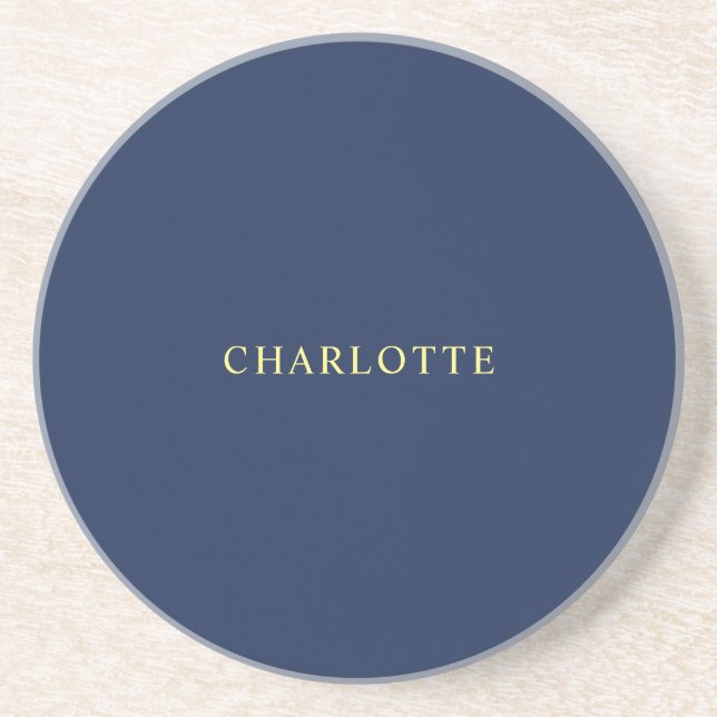 Dessous De Verre En Grès Nom de couleur bleu minimaliste classique professi (Devant)