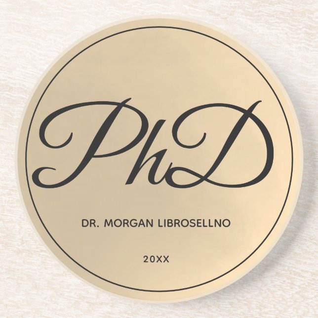 Dessous De Verre En Grès Nom d'or élégant Doctorat (Devant)