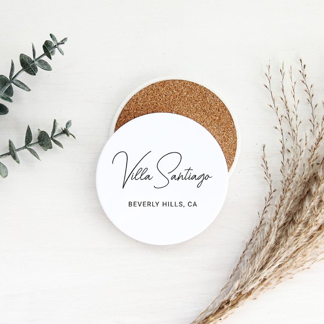 Dessous De Verre En Grès Nom et emplacement de la maison de script moderne (Créateur téléchargé)